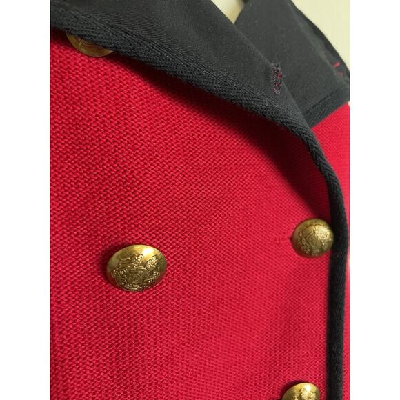 Lauren Ralph Lauren Red Knit Military Double Breasted Sweater Cardigan Sz Large - Picture 6 of 16
